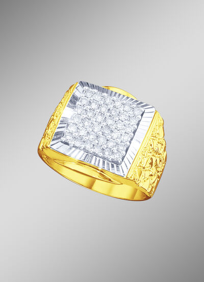 Herrenring in Bicolor mit Brillanten  Herrenring in Bicolor mit Brillanten