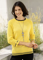 Pullover mit dekorativen Armabschlüssen GELB-SCHWARZ