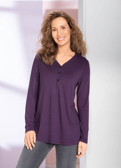 Shirt-Tunika mit kurzer Knopfleiste 