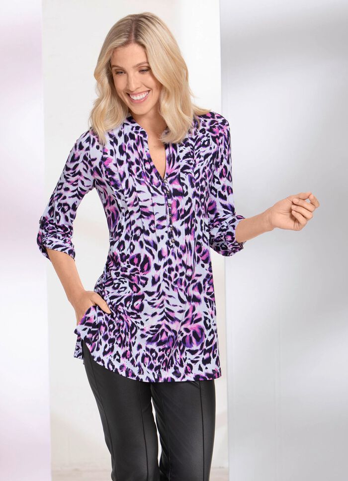 Shirt-Tunika mit Stehkragen 