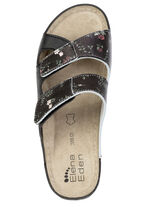 ELENA EDEN, klassische Damen-Pantoletten, Weite G, mit Klettverschluss SCHWARZ