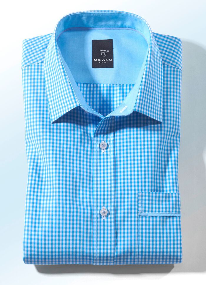 "Milano Italy"- Hemd in Kurz-und Langarm in 4 Farben T&Uuml;RKIS-WEISS