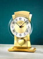 Tischuhr mit Zifferblatt aus facettiertem Mineralglas GOLD