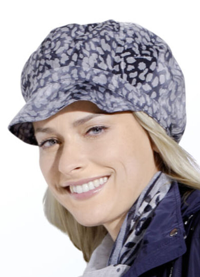 Seeberger Ballonmütze in effektvollem Dessin BLAU