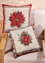 Kissenbezug mit sch&ouml;nem Glanzgarn und Rei&szlig;verschluss NATUR-ROT