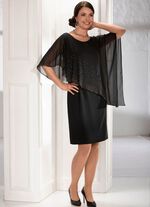 Kleid mit angen&auml;htem Poncho-&Uuml;berwurf 