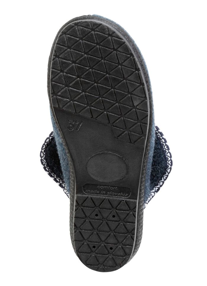 Warme Damen-Hausschuhe, Weite H, mit Wolle BLAU