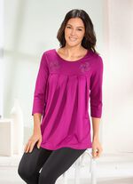 Longshirt mit Zierpl&auml;ttchen in 3 Farben FUCHSIA