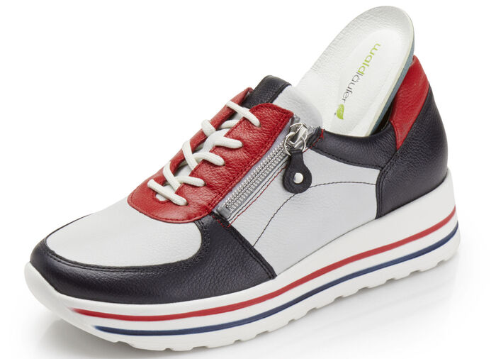 Waldläufer Sneaker aus bestem Nappaleder BLAU-WEISS-ROT