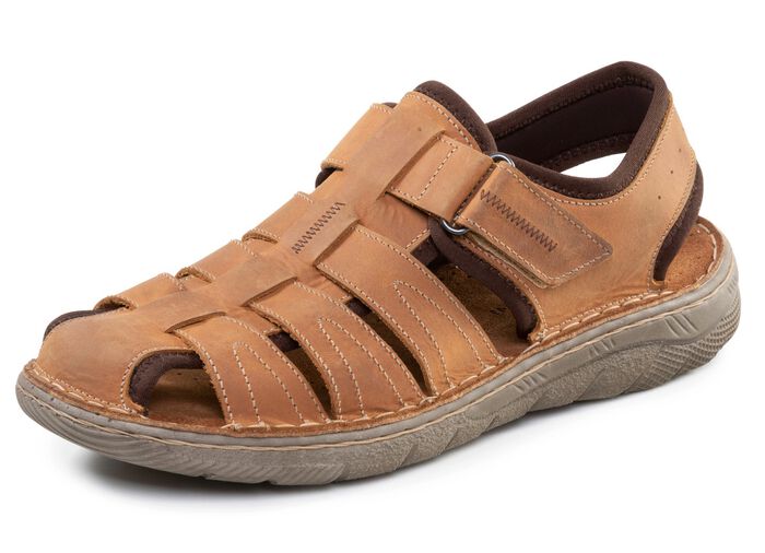 GINO GALANTE, klassische Herren-Sandalen, aus Leder COGNAC