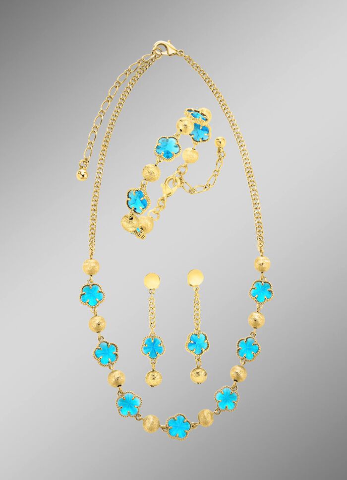 Schmuckset,  3-teilig, im Blumendesign 