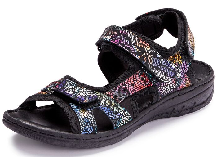 Gemini Trekking-Sandale mit bunter Floral-Pr&auml;gung SCHWARZ