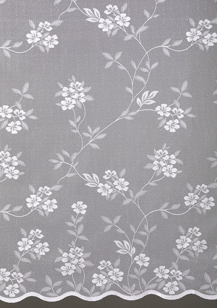 Blumenfenster-Store mit Universalschienenband WEISS