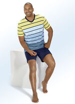 Shorty von AMMANN mit V-Ausschnitt und garngefärbtem Ringeldessin 