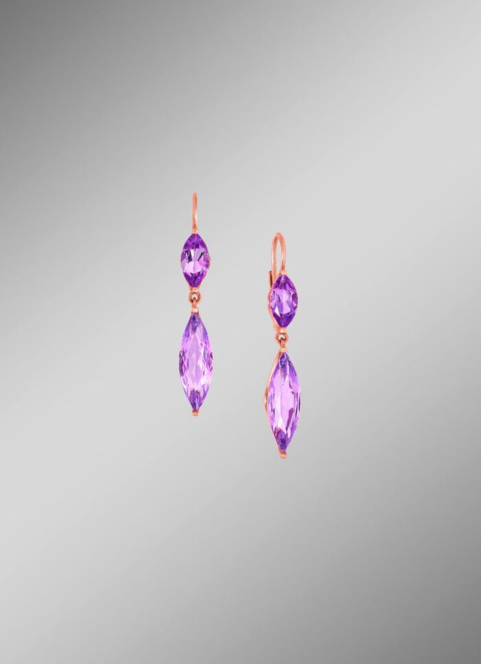 Ros&eacute;vergoldete Ohrh&auml;nger mit echt Amethyst 