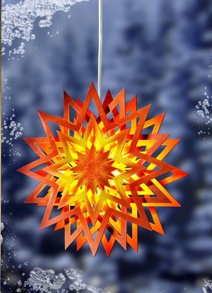 Beleuchteter Fensterstern mit Schnurzwischenschalter 