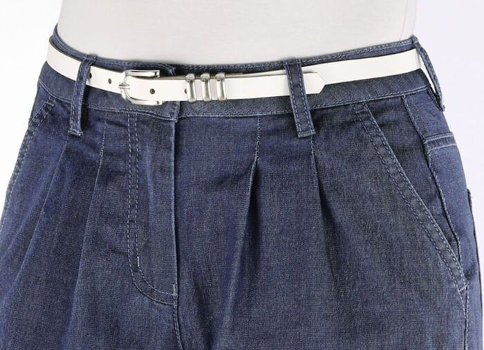 Schicker Damen-Gürtel aus Leder, 1,5 cm breit WEISS