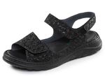 Waldl&auml;ufer, bequeme Damen-Sandalen, Weite H, mit herausnehmbarem Fu&szlig;bett SCHWARZ