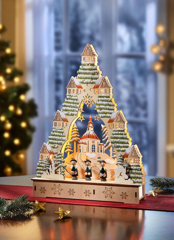 Schwibbogen aus Holz NATUR-GRÜN