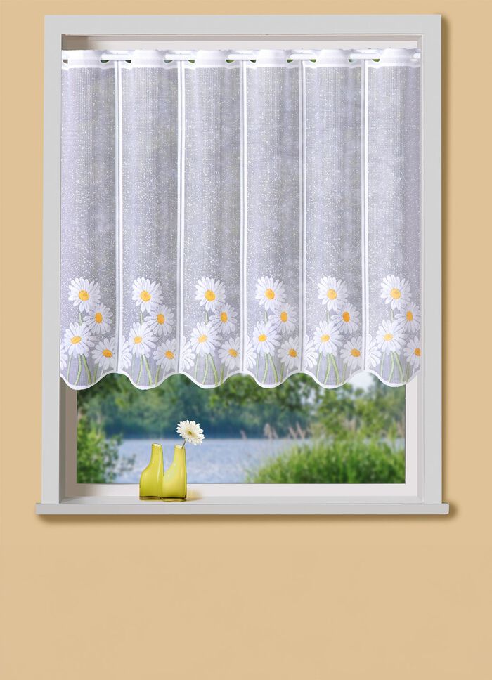 Kurzstore mit Stangendurchzug und gebogtem Abschluss WEISS-BUNT