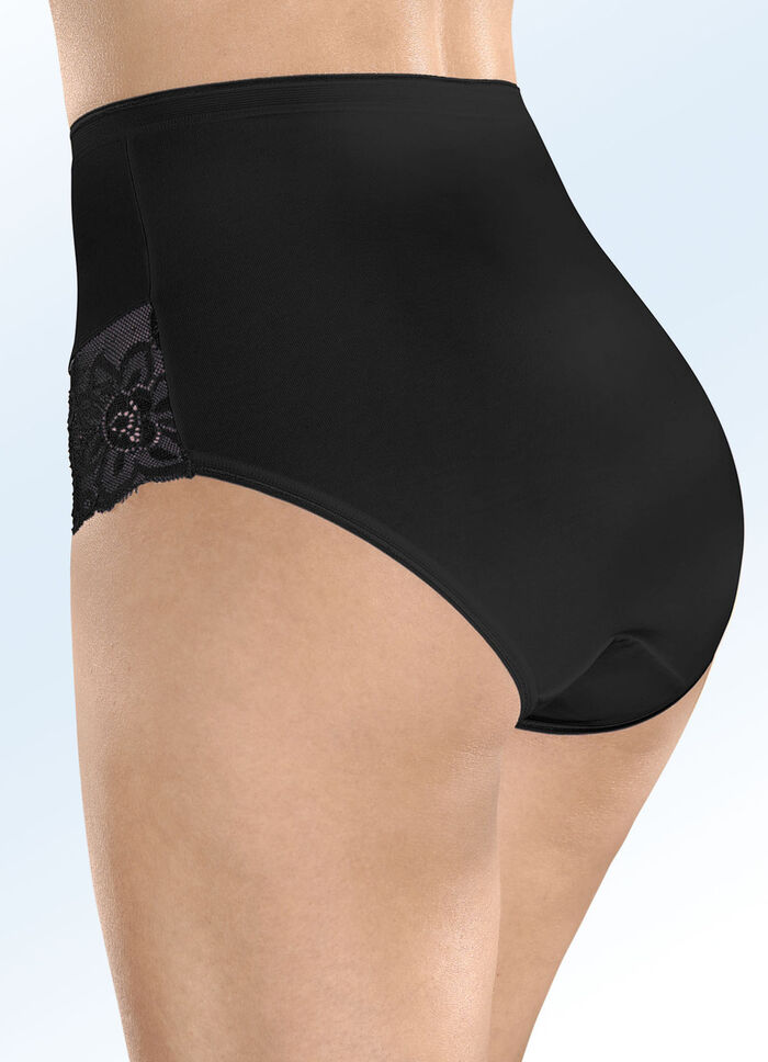 Viererpack Slips mit elastischen Spitzeneins&auml;tzen 