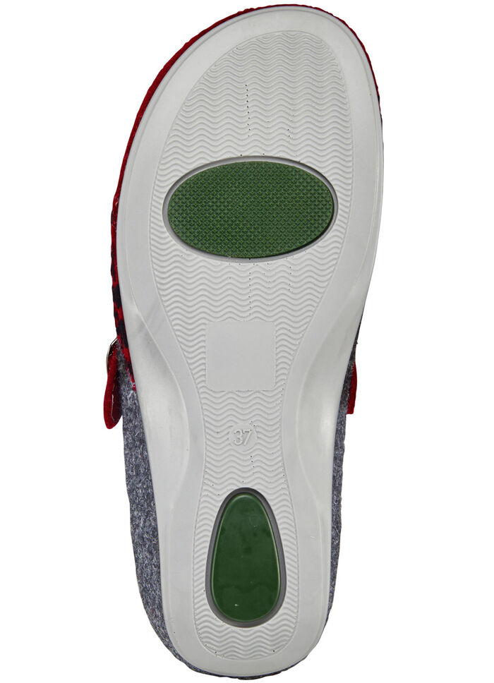 Mubb, klassische Damen-Hausschuhe, Weite H, mit herausnehmbarem Fußbett GRANATROT-ANTHRAZIT