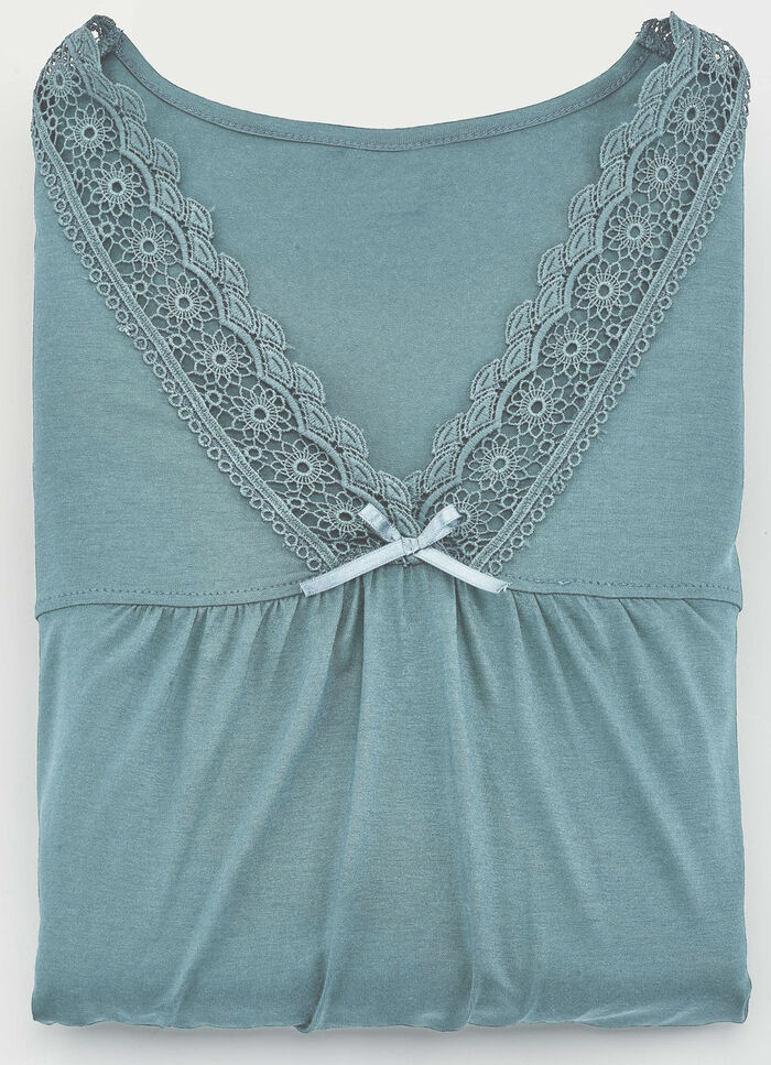 Zweierpack Nachthemden mit Spitze und V-Ausschnitt 