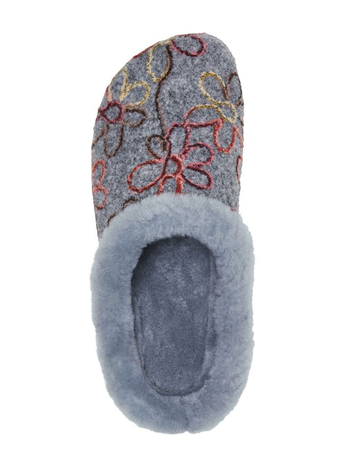 Mubb Wollfilz-Pantoffel mit bunter Bl&uuml;ten-Stickerei 