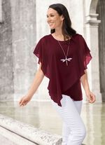 Unifarbene Poncho-Tunika BORDEAUX