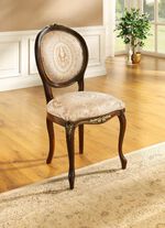 Klassischer Stuhl mit sch&ouml;nen Schnitzereien NUSSBAUM-BEIGE