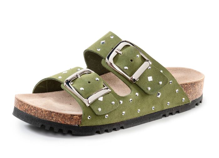 ELENA EDEN Pantolette mit angesagtem Nietenbesatz MOOSGR&Uuml;N