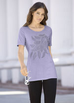 Shirt mit Plättchen- und Strasszier in 2 Farben FLIEDER