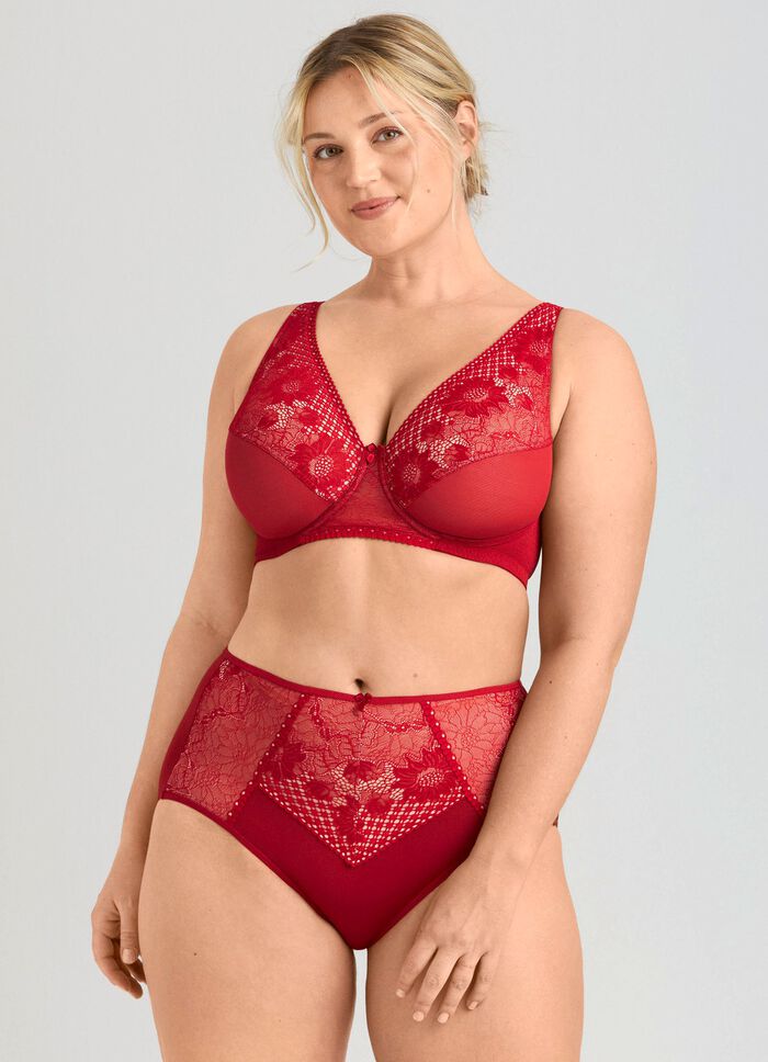 Miss Mary B&uuml;gel-BH mit floraler Elastikspitze ROT