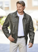 Lederblouson mit verstellbarem &Auml;rmelbund 