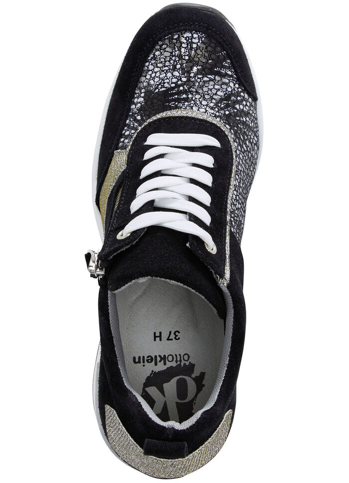 ELENA EDEN Schnürschuh mit glänzend bedrucktem Elastikmaterial SCHWARZ