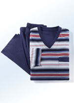 Zweierpack Schlafanz&uuml;ge mit V-Ausschnitt und Brusttasche 