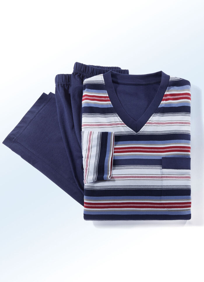 Zweierpack Schlafanz&uuml;ge mit V-Ausschnitt und Brusttasche 