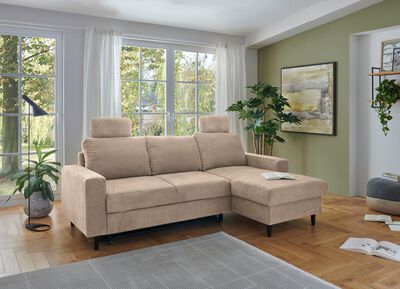 Polsterecke mit Bettfunktion und Longchair 