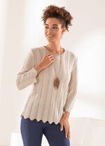 Pullover mit aufwendiger, zweifarbiger Struktur BEIGE-WEISS