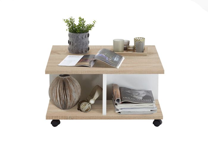 Topaktueller Couchtisch mit Schubladen EICHE-WEISS