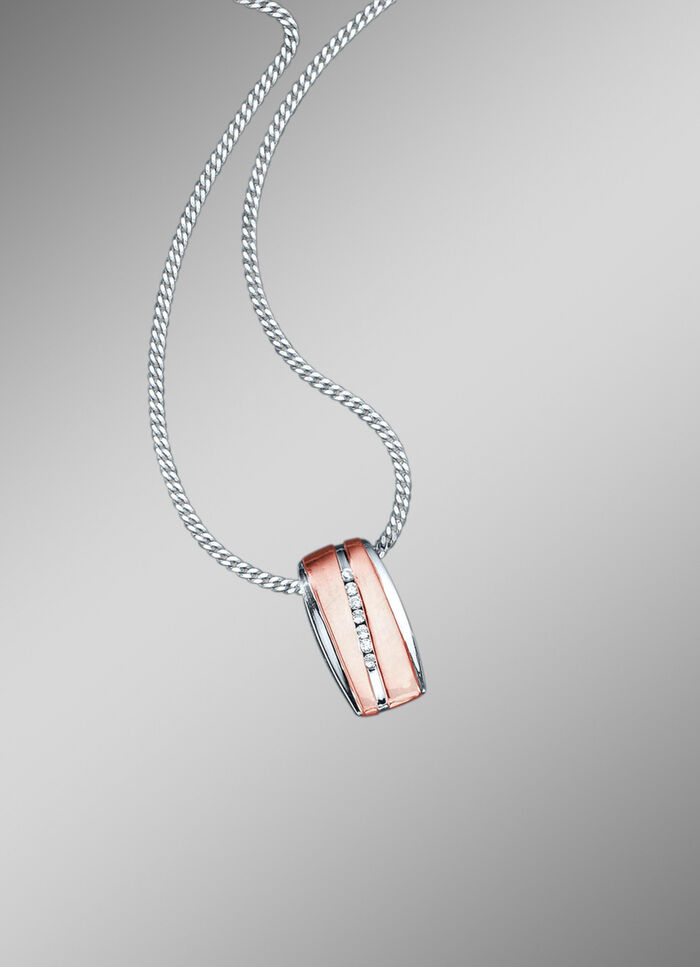 Anh&auml;nger mit synth. Zirkonia und Panzerkette 