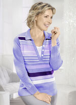 Pullover in Doppel-Optik LILA-WEISS-FLIEDER