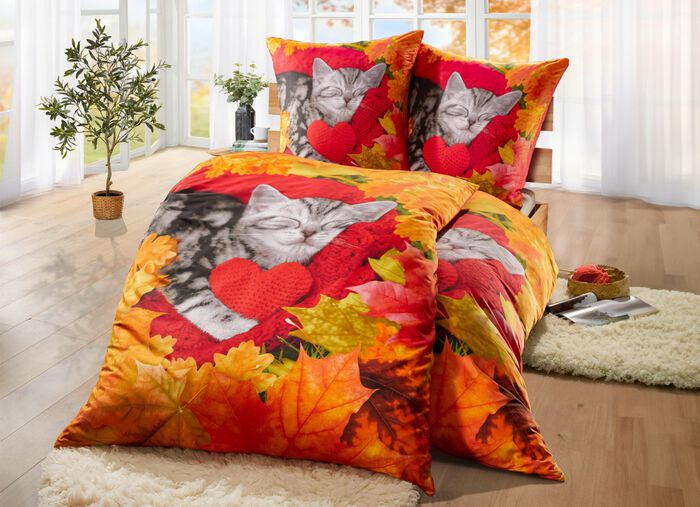 Herbstliche Bettw&auml;sche-Garnitur in Microfaser-Qualit&auml;t 