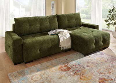 Frei im Raum aufstellbare Polsterecke mit Bettfunktion 