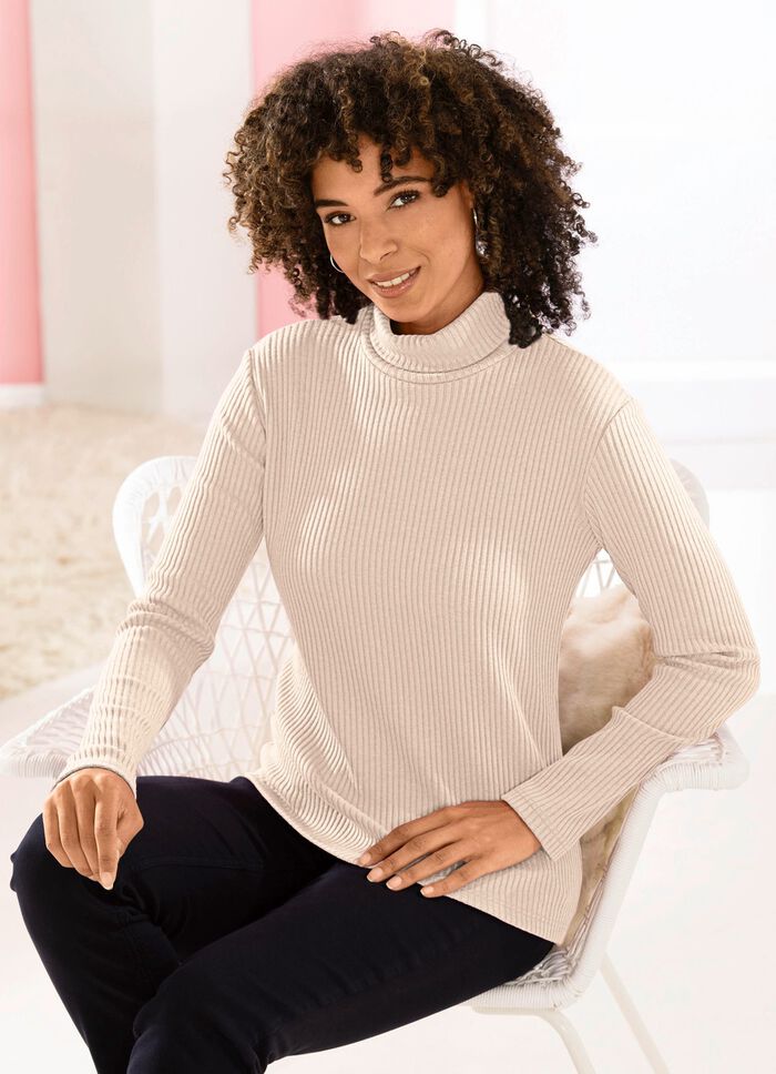 Pullover in Rippenstrick BEIGE