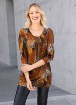 Longshirt mit dezenter Faltenlegung in 2 Farben MESSING-BRAUN-BUNT