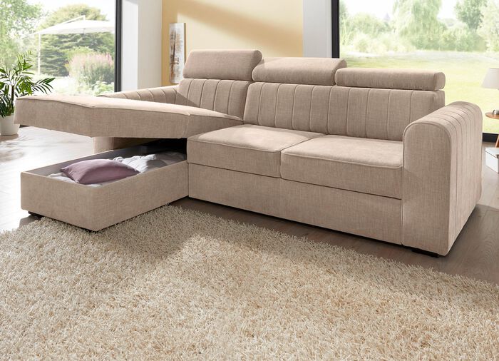 Polsterecke mit Bettfunktion CREME