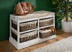 Sitzbank aus massivem Holz mit Weidenk&ouml;rben WEISS-BRAUN