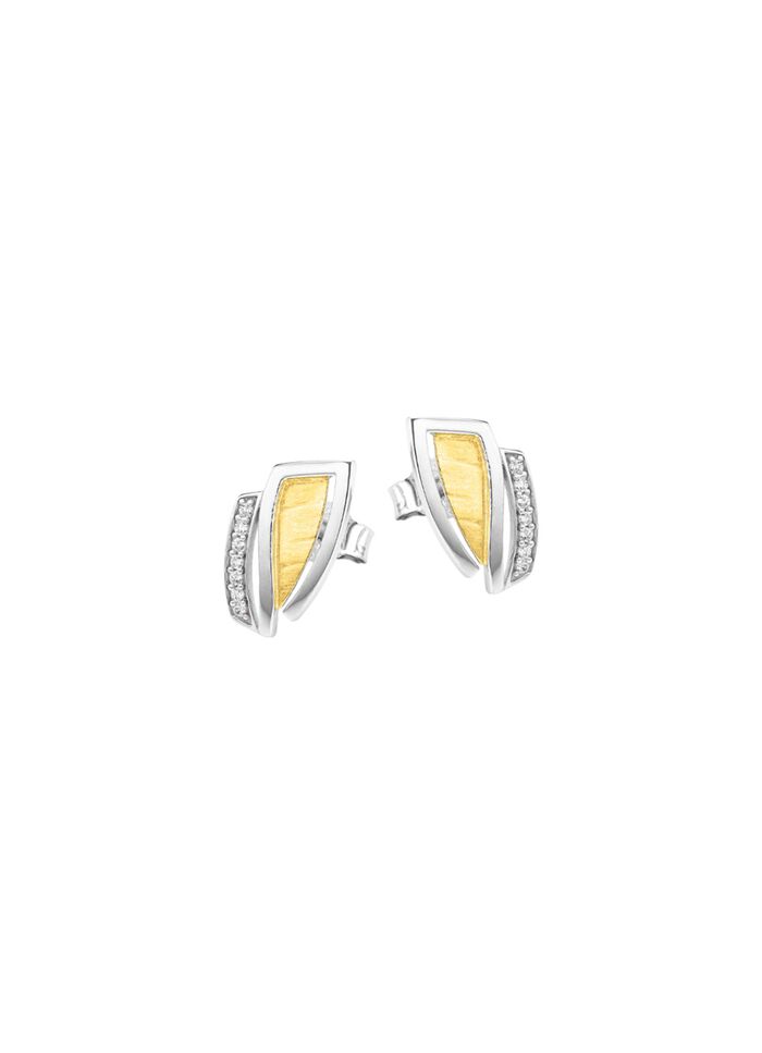 Moderne Ohrstecker in Bicolor mit Zirkonia 