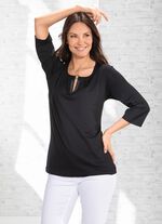 Exzellentes Shirt mit Faltenlegung in 2 Farben SCHWARZ